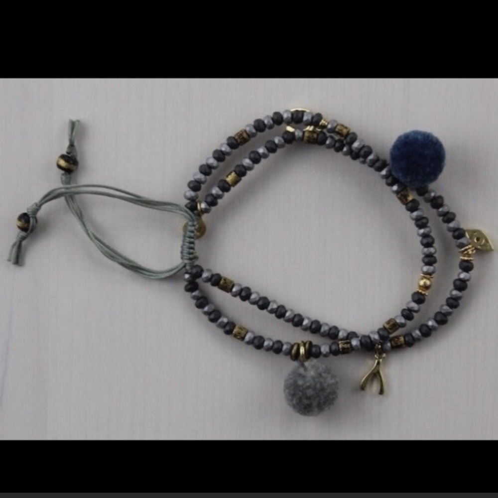 Tai Evil Eyes Pom-Pom Bracelet NWT